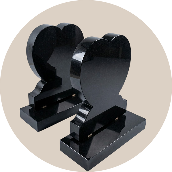 bahama blue granite double heart headstone